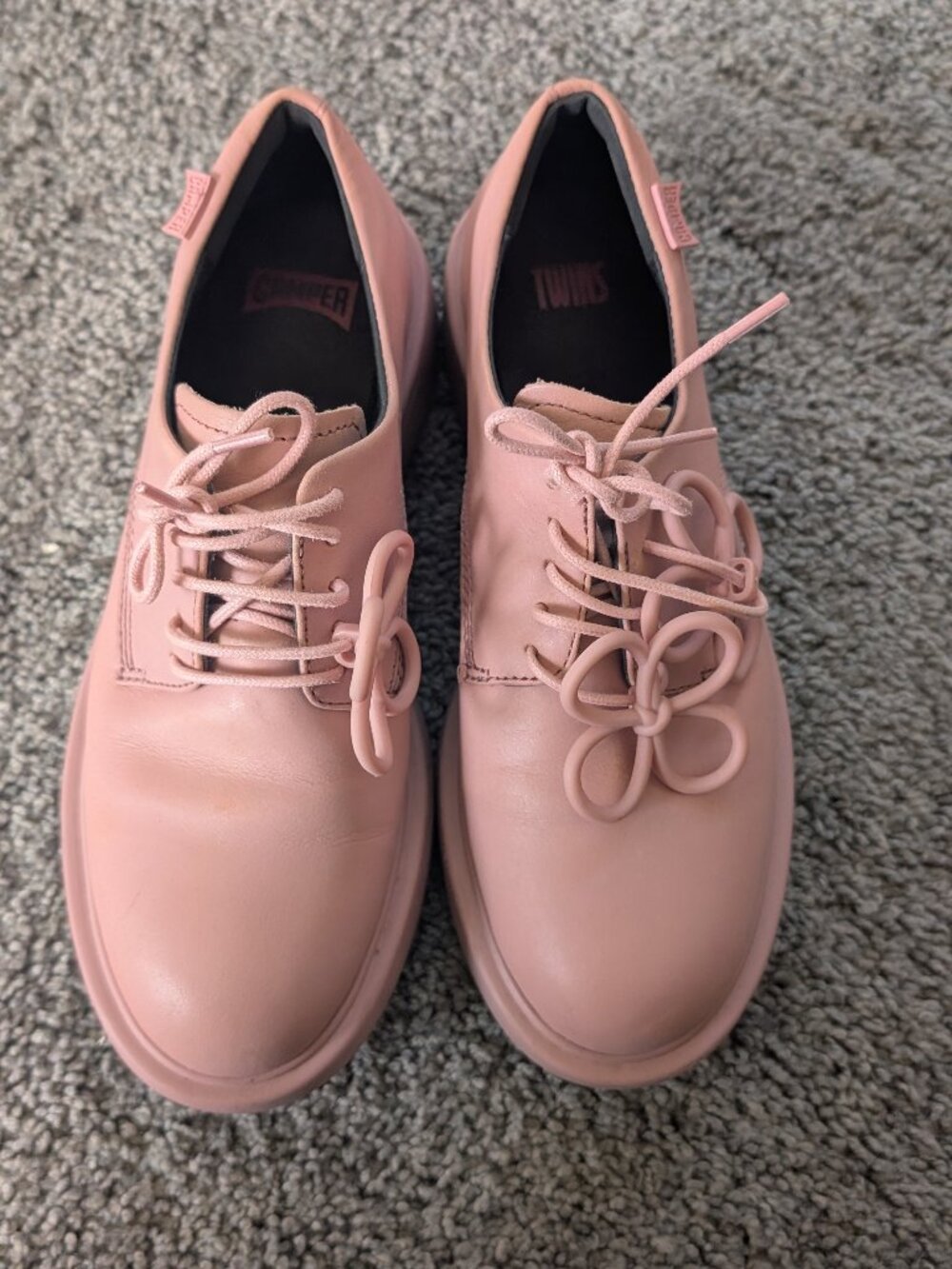 EU38 Camper Twins Pink Leather Lace Up Shoes